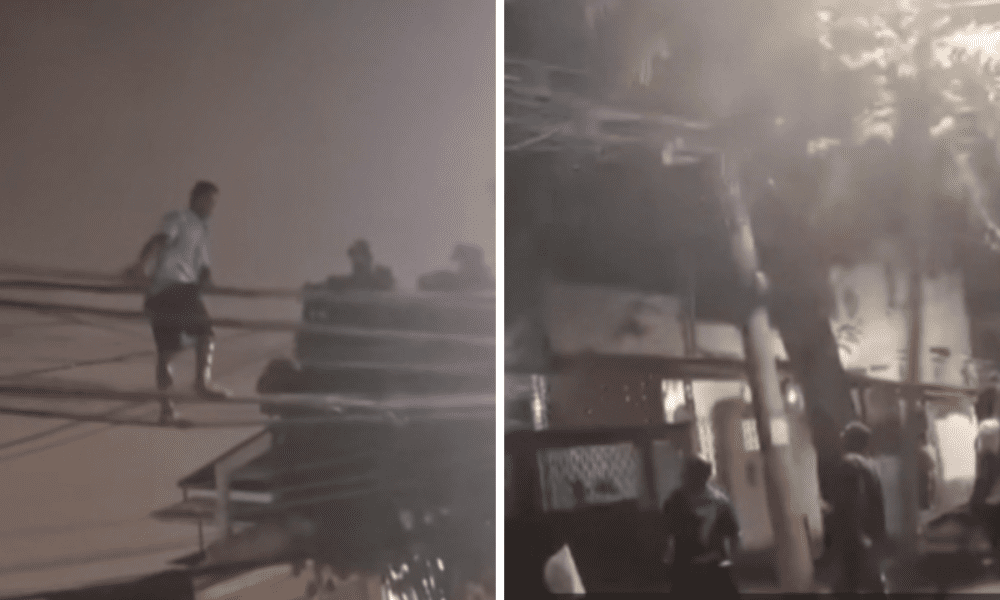 Vídeo: Indivíduo que furtava cabos suplica por ajuda da polícia após ser cercado por moradores.