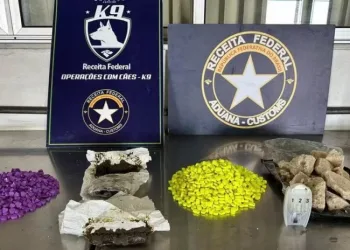 Drogas em encomendas postais apreendidas pela Receita Federal no Ceará.