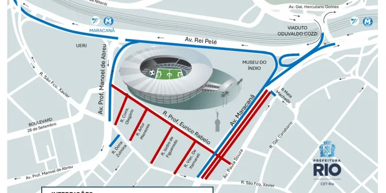 Trânsito no Maracanã durante operação especial para jogo do Flamengo.