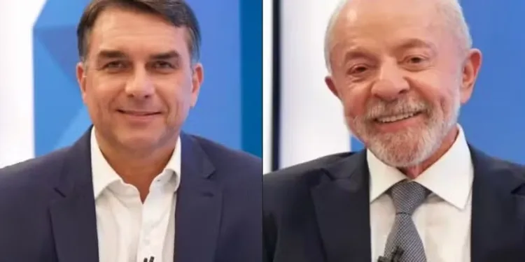 Debate da Globo entre Lula e Flávio Bolsonaro.
