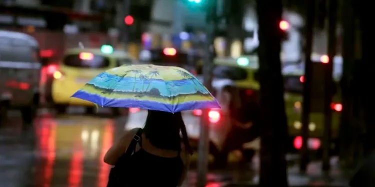 Tempo no Rio com céu parcialmente nublado.